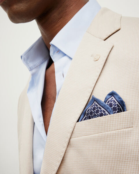 Double sided printed pocket square, Navy, hi-res